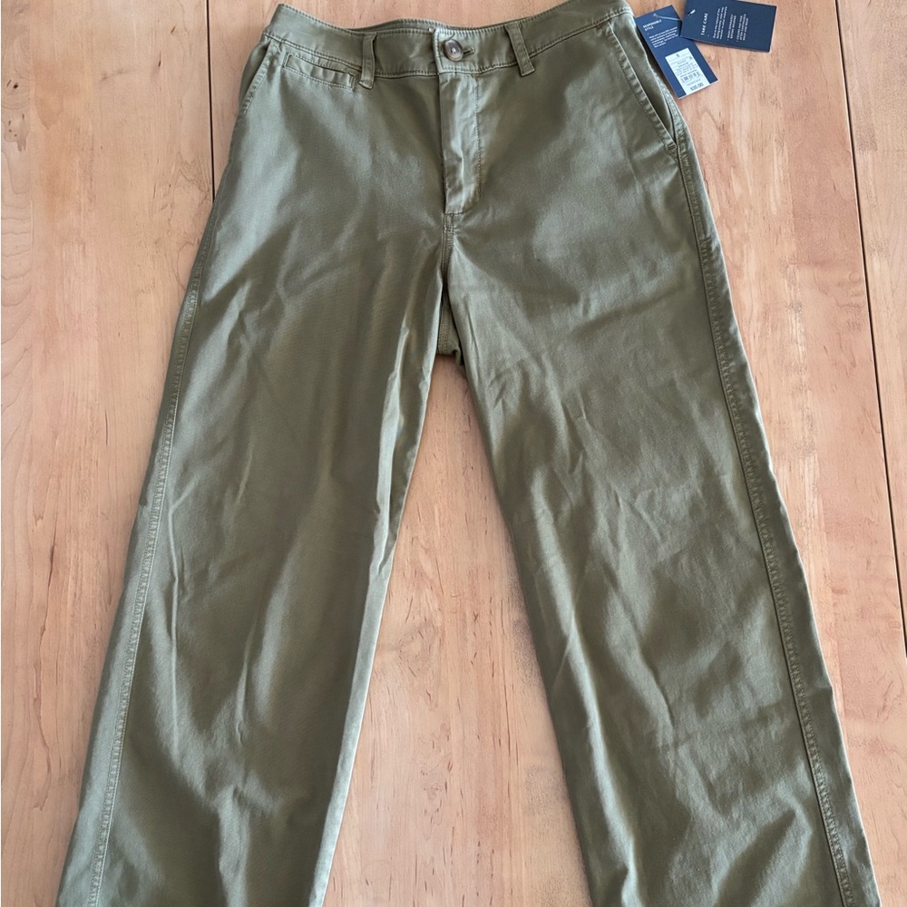 Mid-Rise Straight Leg Relaxed Chino Pants - Olive Green 6